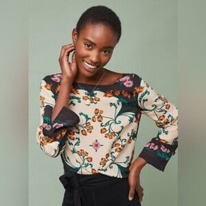 Maeve Anthropologie size 10 100% silk blouse